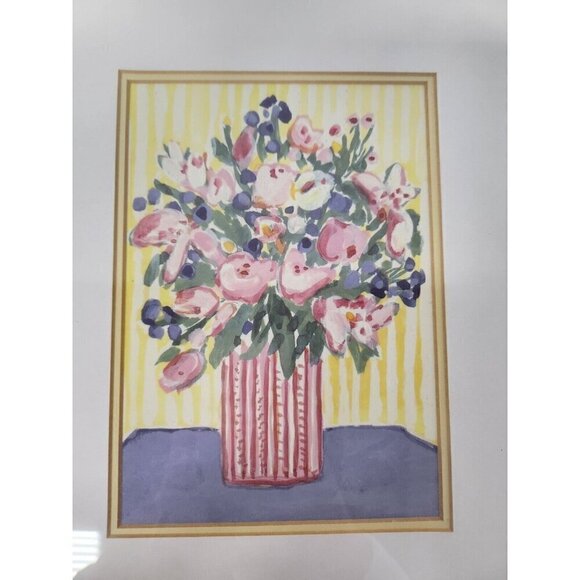 VTG Flower In Vase Still Life Art Print Framed Wall Hanging Cottagecore Decor - Picture 2 of 7